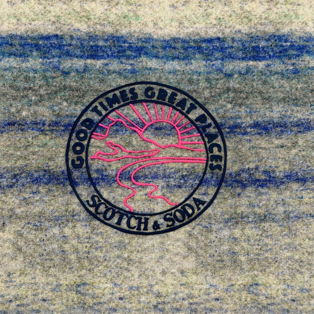 Scotch & Soda Sweatshirt Mens Large Melange Stripe Space Dyed Crewneck Pullover - Picture 3 of 13